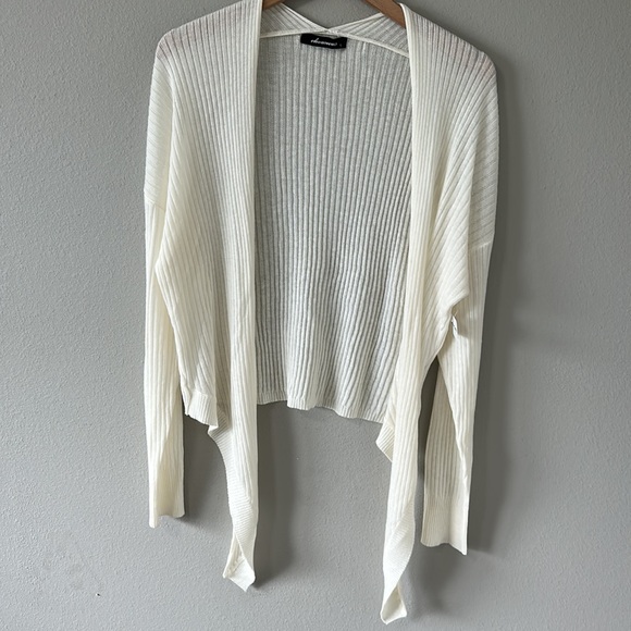 NWT Olivaceous Apricot Lane Cream Cropped Tie Front Cardigan Sweater Large - Picture 11 of 13